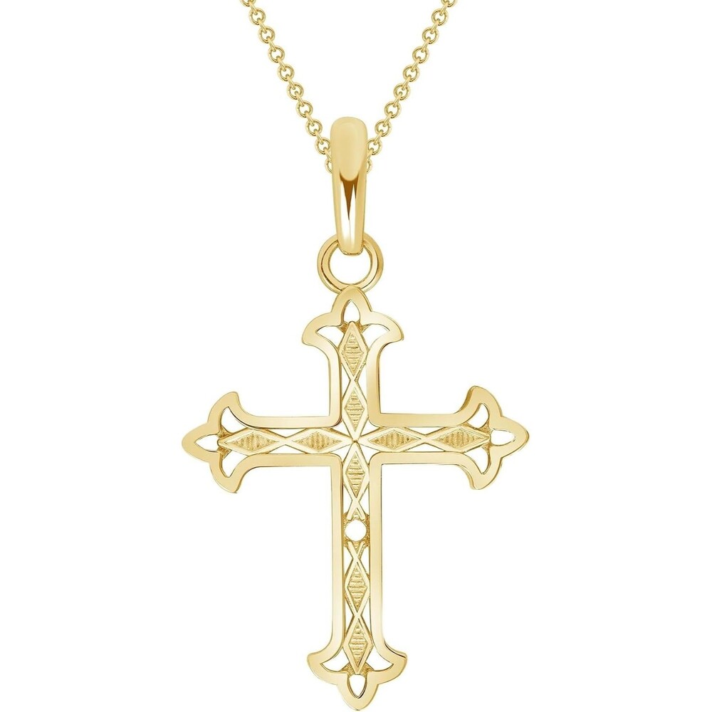 Gold Plated Openwork Cross Pendant Charm Religious Jewelry 1.4 Inch USA Made